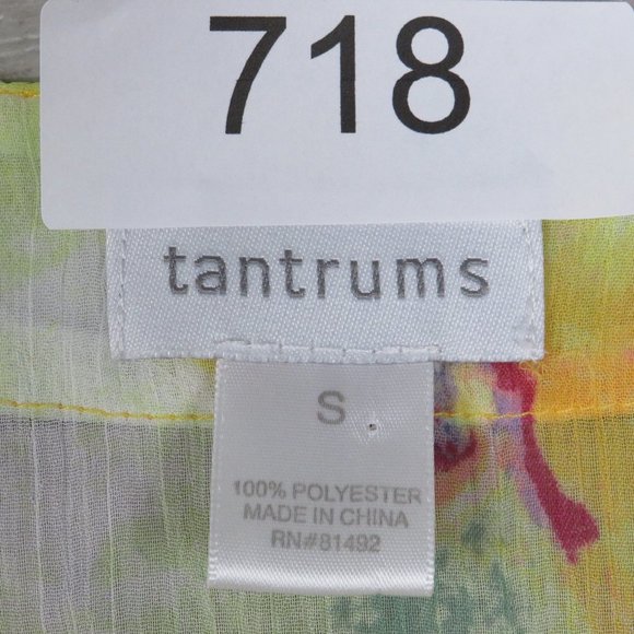 Tantrums* Women's 3/4 Sleeve V-Neck Curved Split End Hem Sheer Blouse~Size Small - Picture 6 of 10